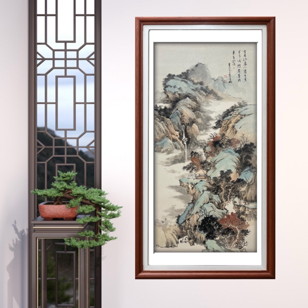 查树 传统山水画，适用中式客厅玄关中堂沙发墙