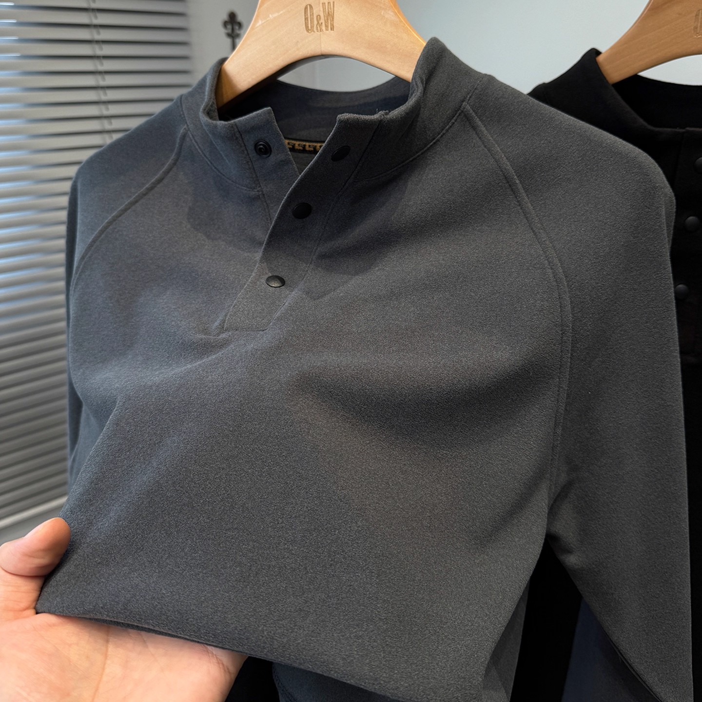 三秒即暖 半高领重磅卫衣男款加绒细腻亲肤磨毛德绒长袖打底衫