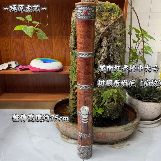 【红香樟树根瘤疤老料75cm高】中大号内口7.0外口8.6实木过滤水烟筒