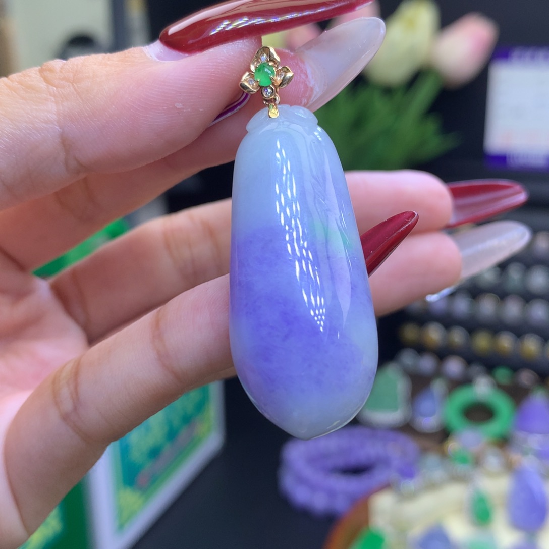 翡翠颈饰18K金镶嵌天然