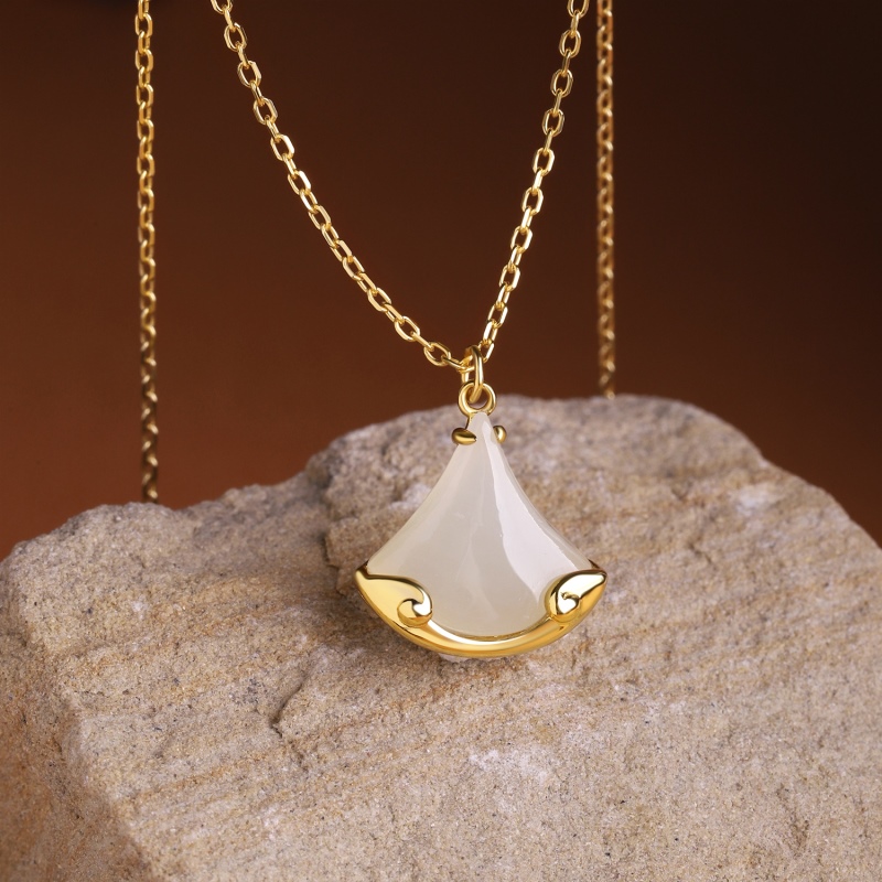 坠链均925银贝壳 裙摆项链 气质白色轻奢时尚百搭镶嵌坠链N0141