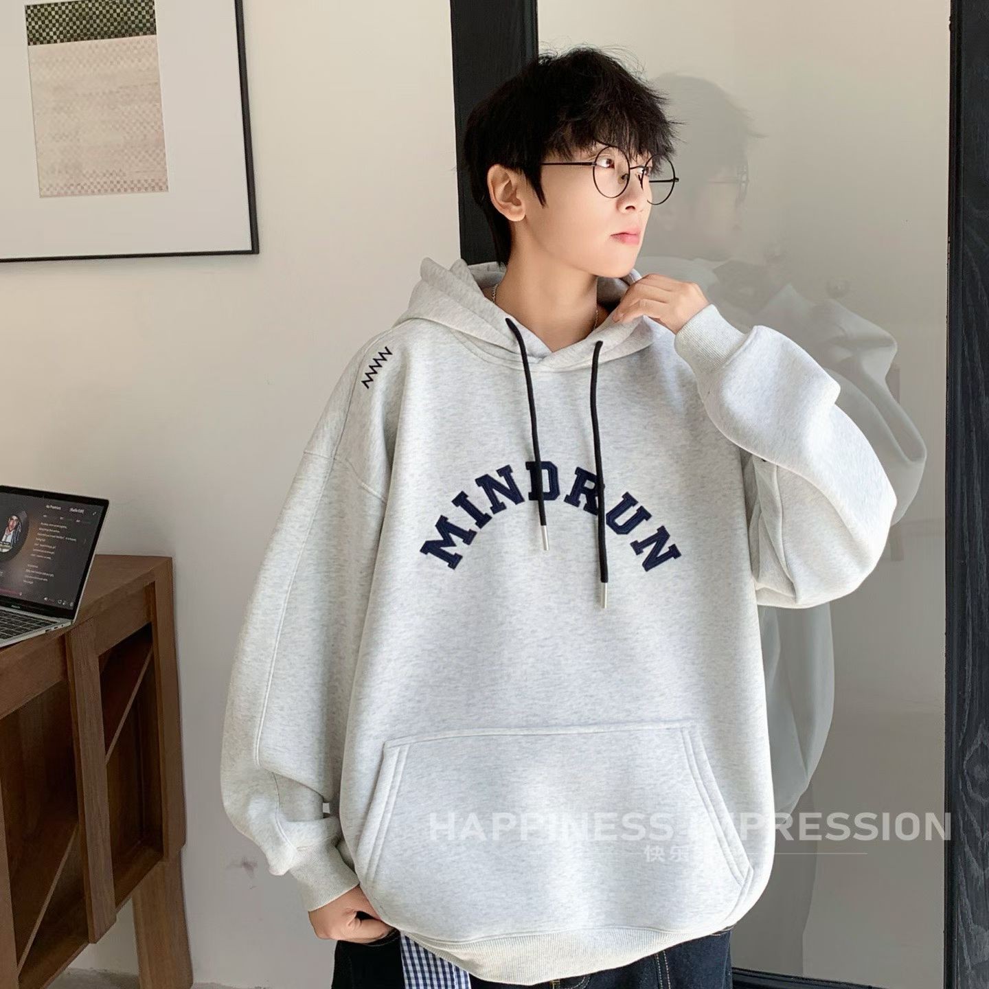 青少年宽松加绒卫衣