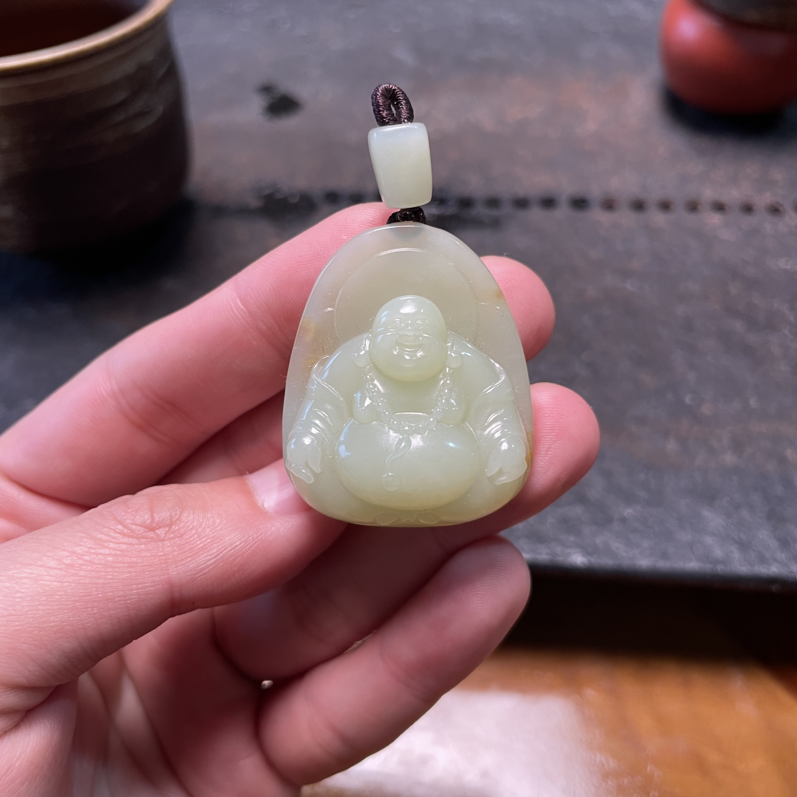 黄白河磨玉高胜利老师出品奶油白全皮29克逍遥佛玉质一绝