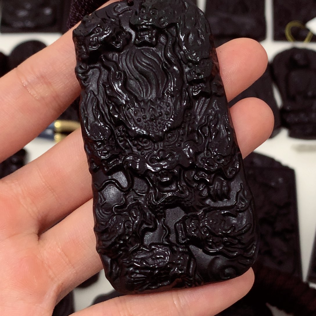 天然缅甸a货钢琴黑挂件