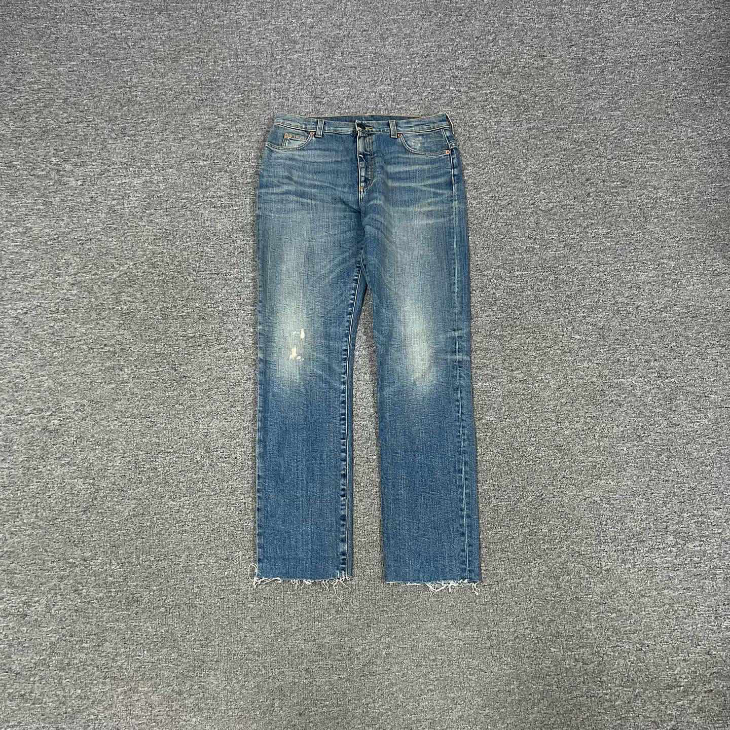 99新 AMIPARIS/AMI 古驰 蓝色 小猫 直筒裤 牛仔裤 29码