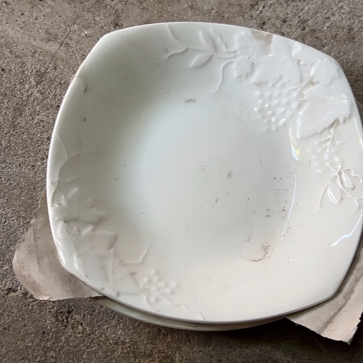 国营尾货骨瓷方盘一对口径20微瑕