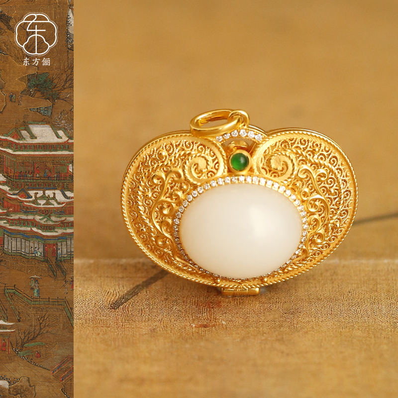 东方俪DOFUNLY【月心瑶】和田玉蛋面18K金设计款吊坠WYDZ雅韵X