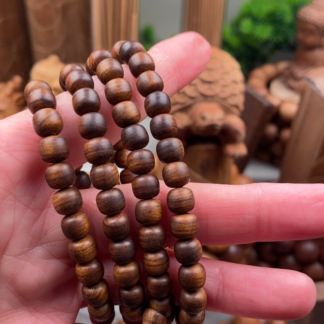 檀香木手串/手链青**水老山檀香67焦糖多圈