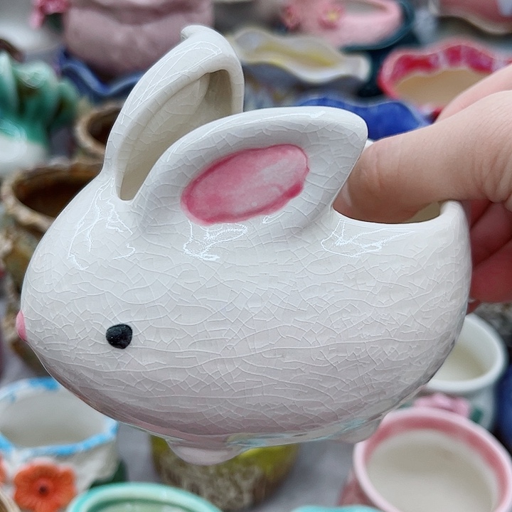 多肉绿植陶瓷花盆9.9包邮，有孔