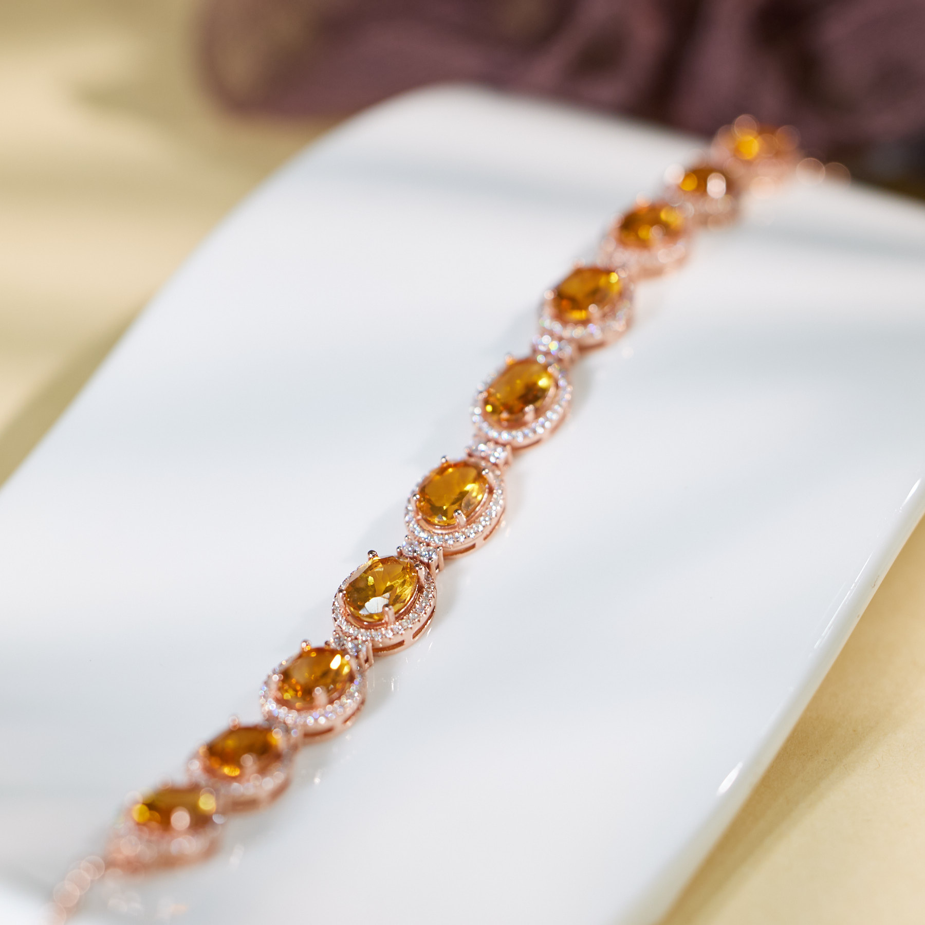 【歪歪】旦形*黄晶手链*S925镶嵌W0336