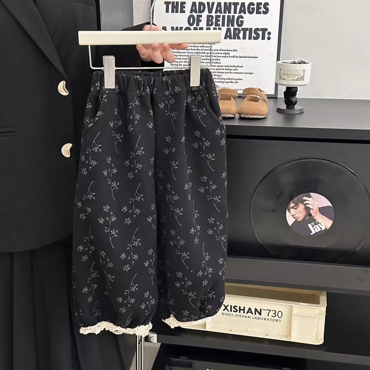 女童春秋季新款韩版洋气森系碎花灯笼休闲长裤