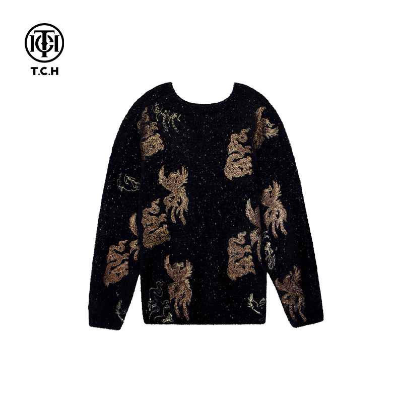 TCH流行慵懒风圆领宽松显瘦套头毛衣针织衫上衣潮T72C098016