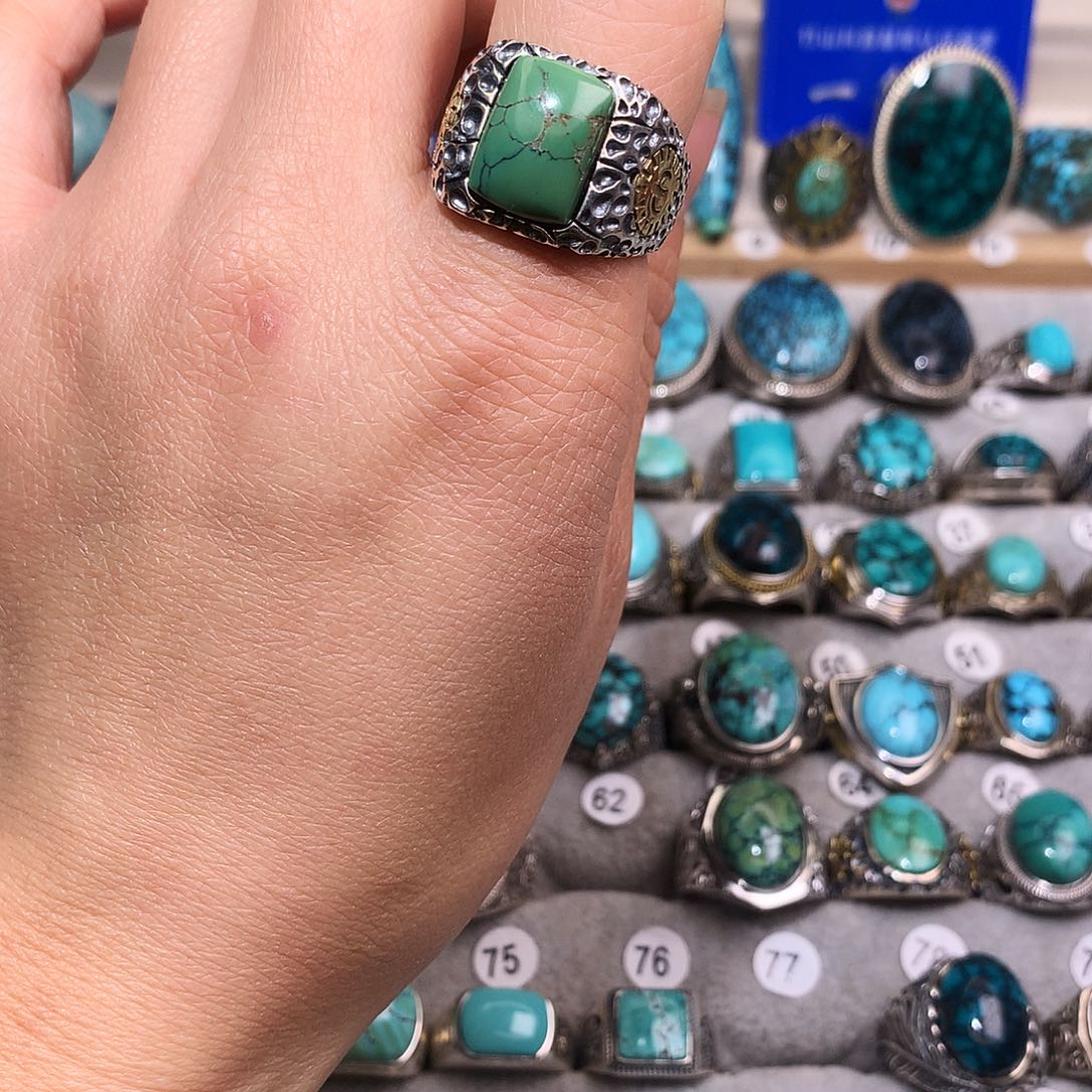 绿松石挂件银S925镶嵌