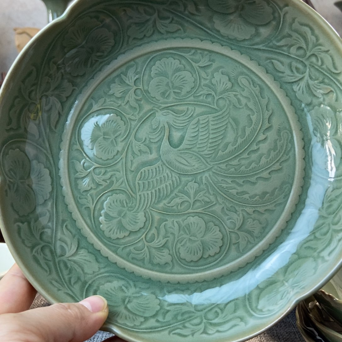 耀州窑福利款半手工花口盘