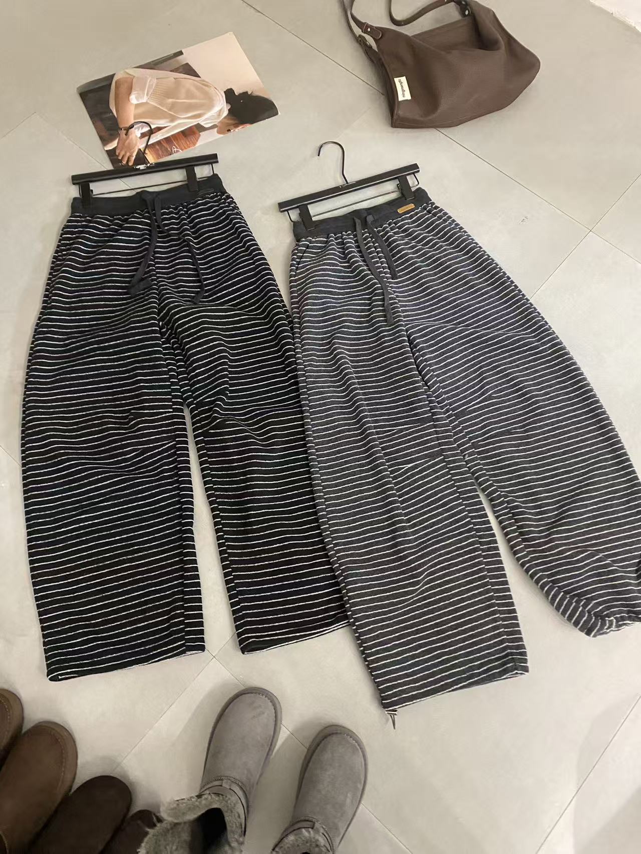 【ARONG阿荣家】裤子00189-黑色灰色-L-XL