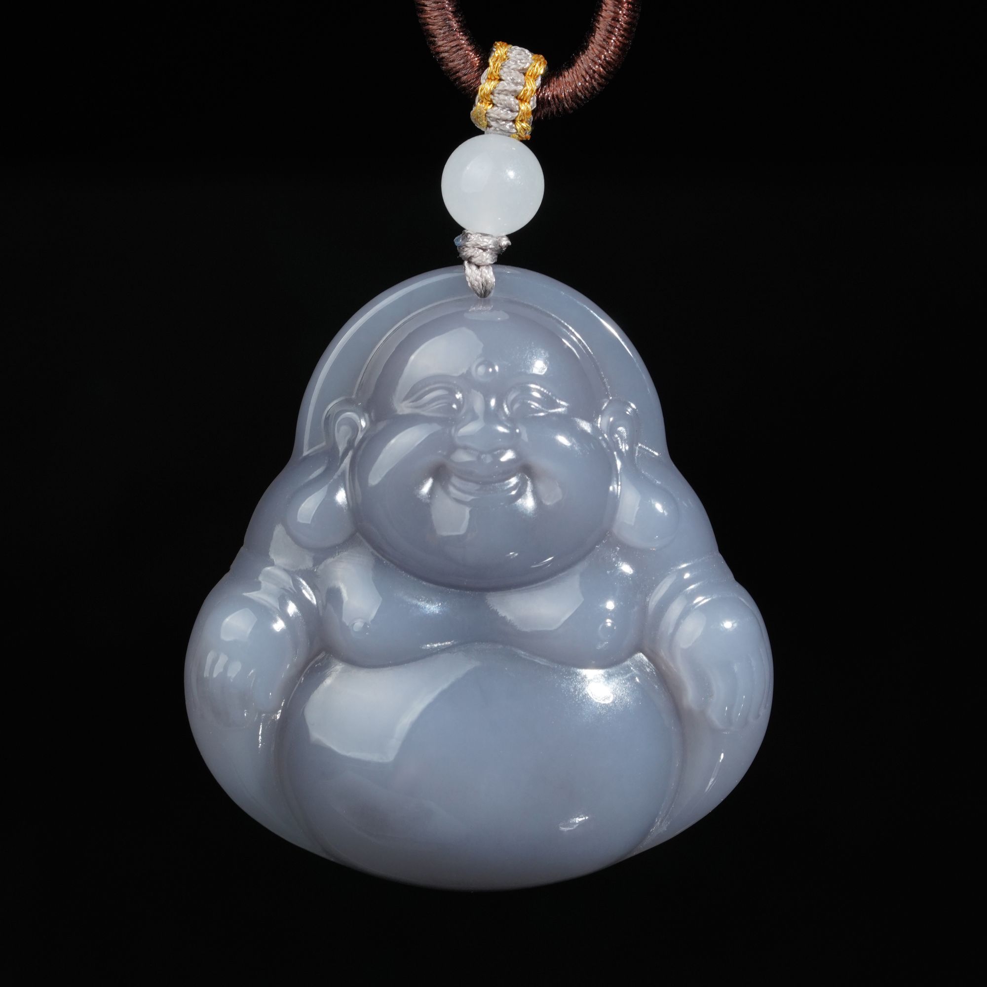 【鹿鸣】和田玉烟紫佛公吊坠 含绳 LM09