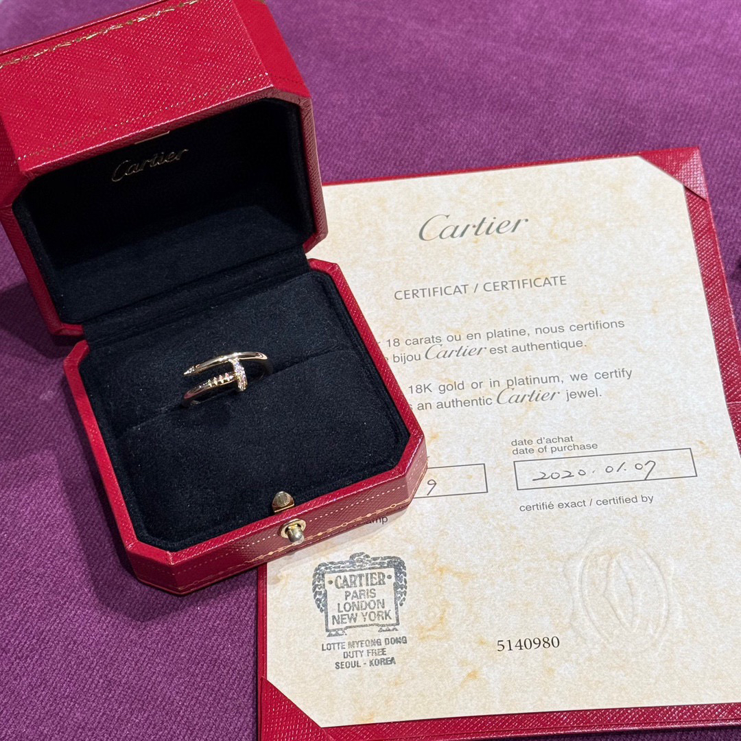 99新 Cartier/卡地亚 58码 黄金宽版钉子戒指 