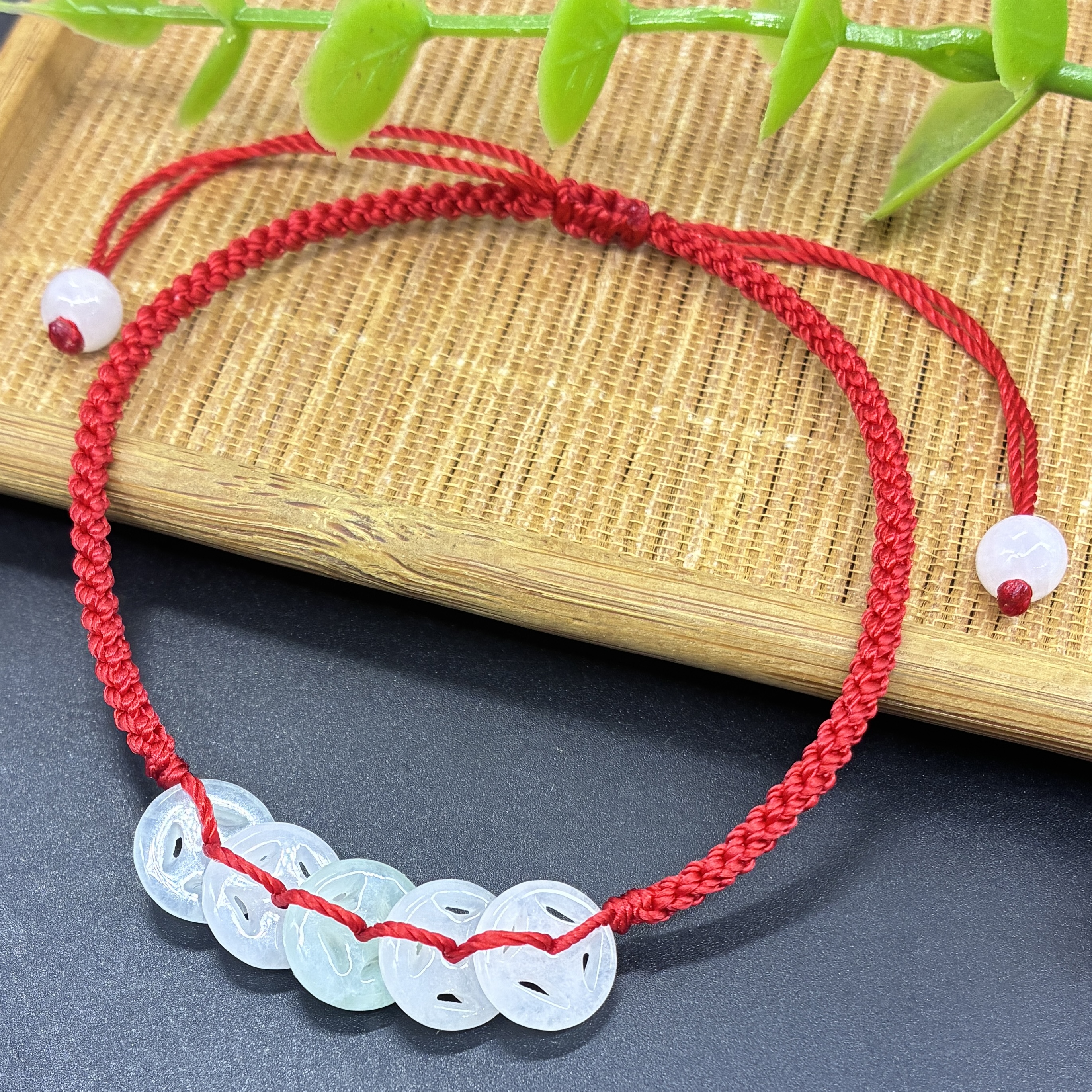 天然翡翠钱币手链纯手工编织简约时尚礼物多样性发货(可做脚链)