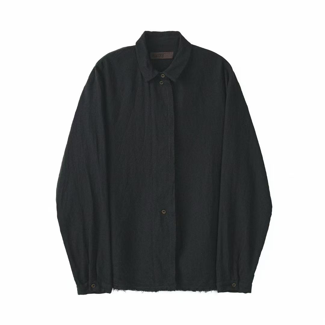 山山家-左岸迷香【衬衫】Z24FW1010羊毛宽松翻领黑色气质长袖秋冬