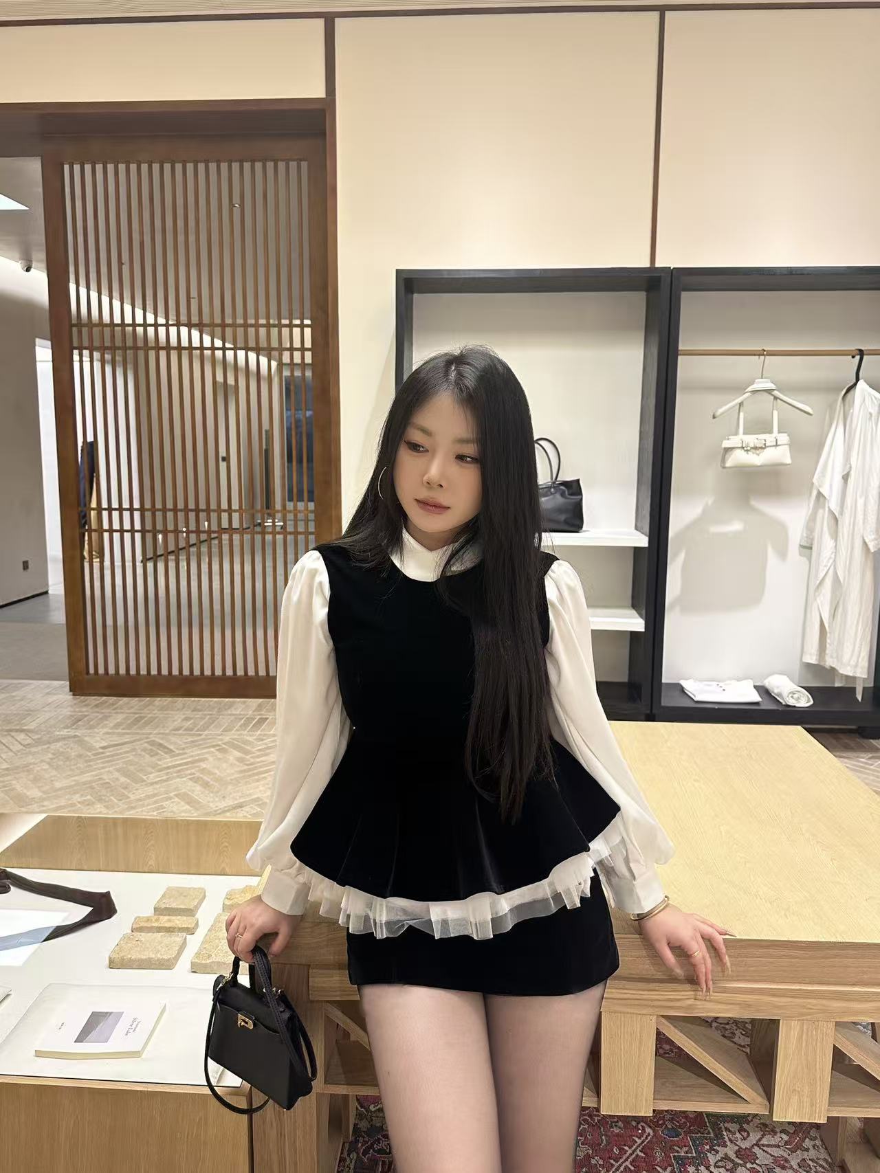 【大小姐】“巴黎旧梦”法式气质显瘦三件套裤裙+长袖衬衫+上衣套装