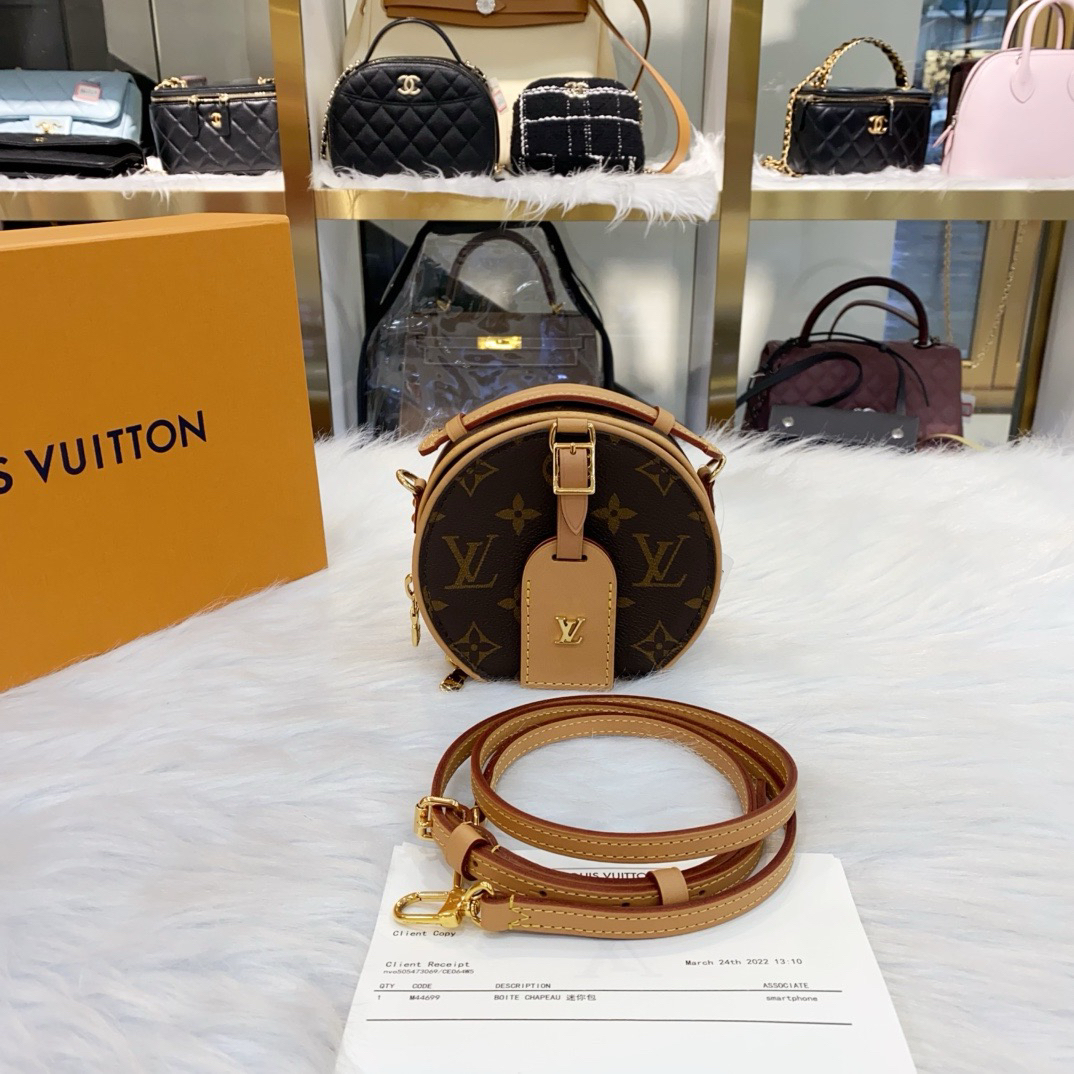 99新 LouisVuitton/路易威登 路易威登老花mini硬圆饼斜挎包22年