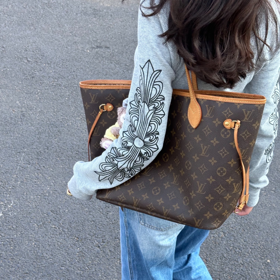 95新 LouisVuitton/路易威登 御古屋/37060/老花中号nf 18年 子母