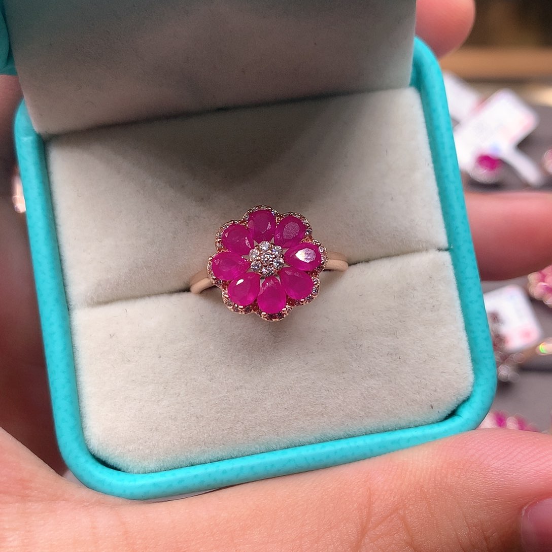 红宝石戒指银S925镶嵌