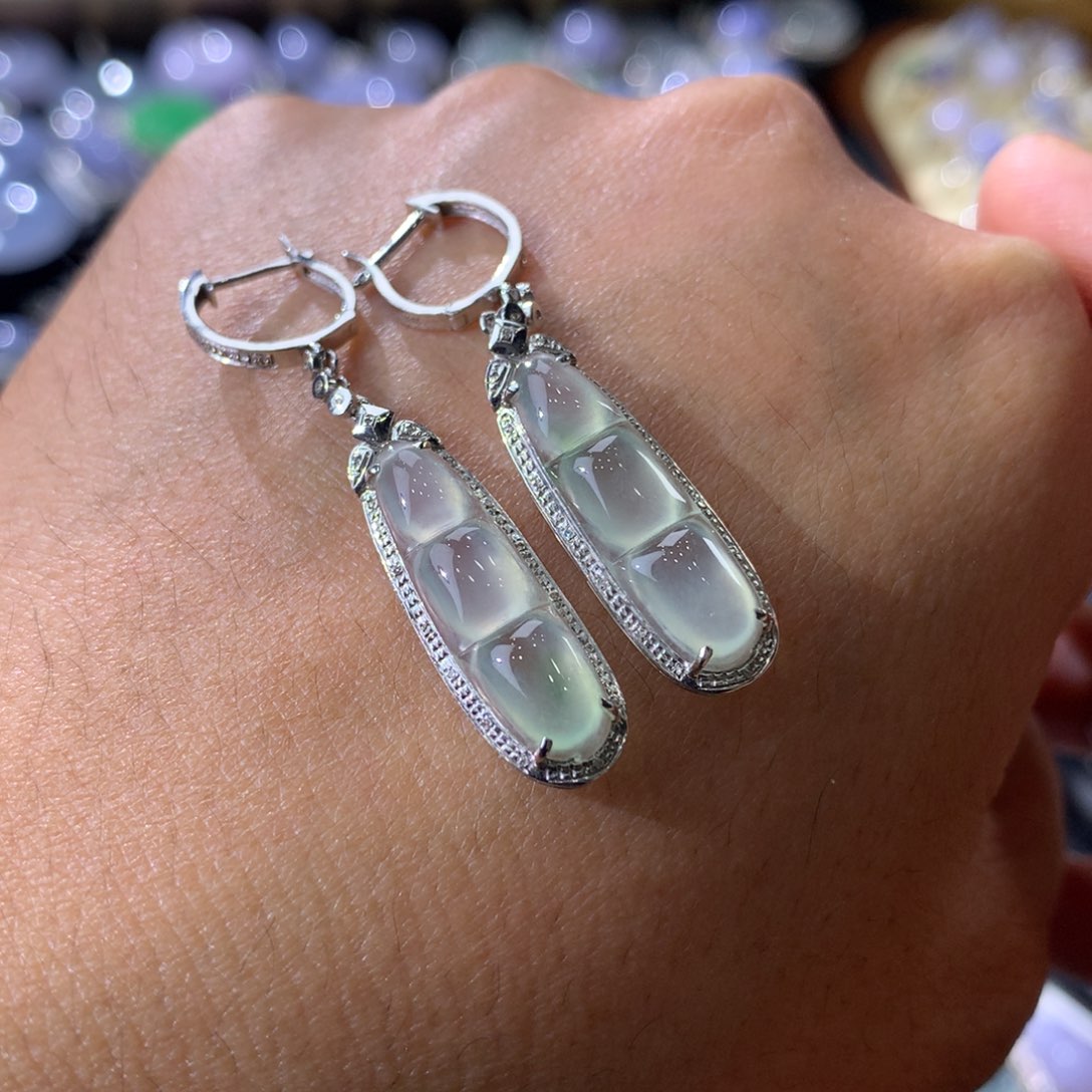 翡翠耳饰18K金镶嵌18k金镶嵌