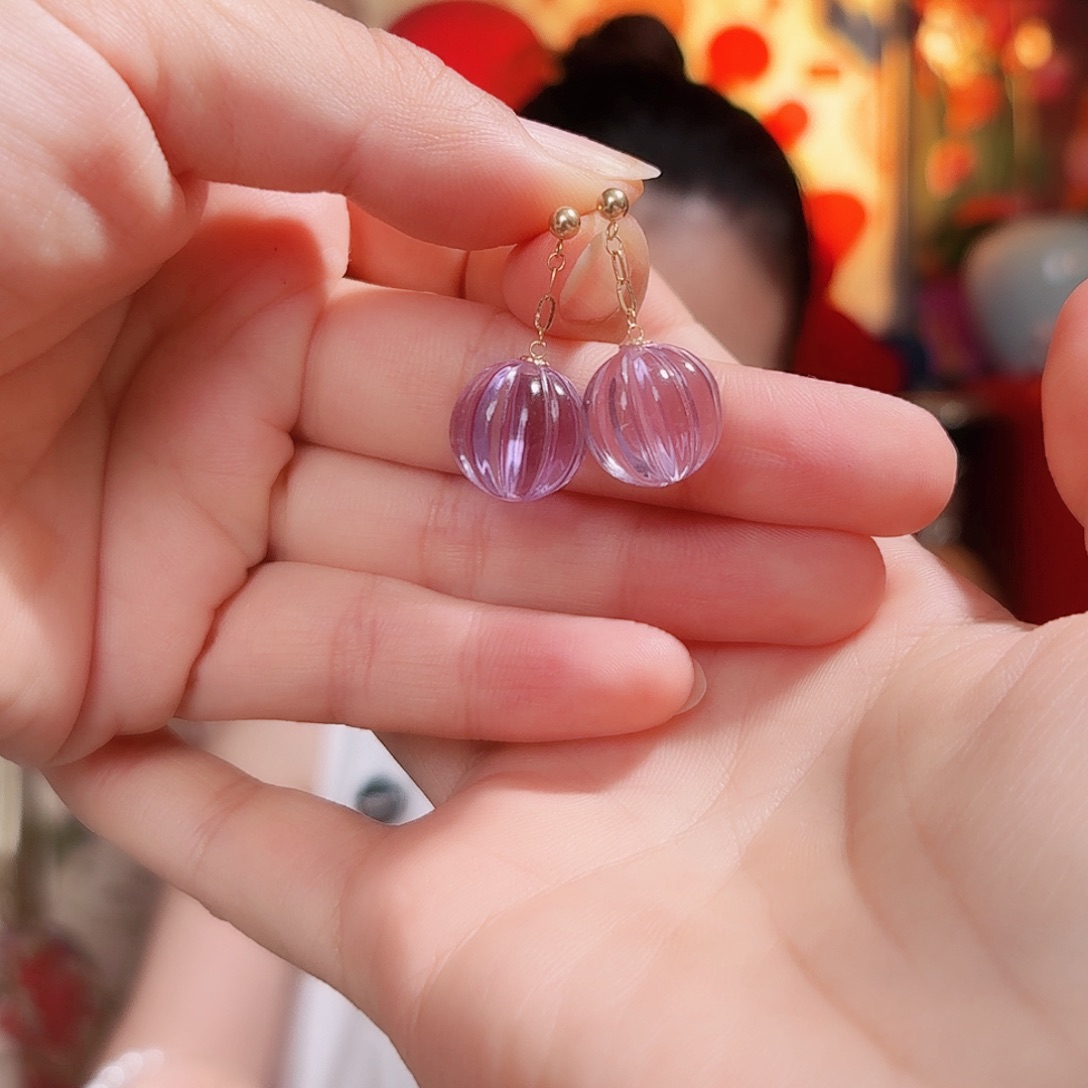 紫晶耳饰18K金镶嵌耳饰