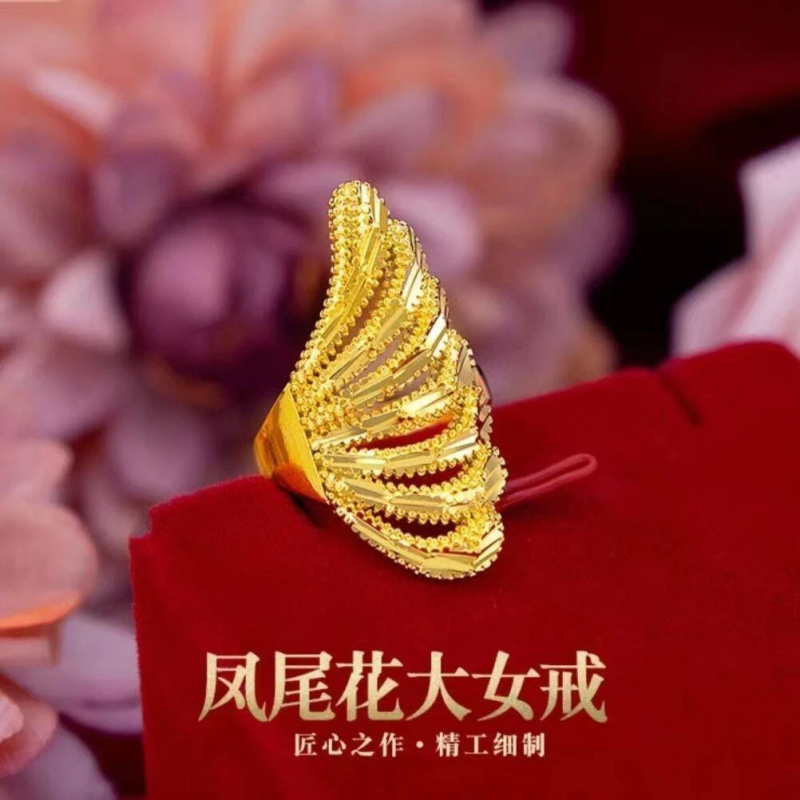 铜合金戒指[金版凤尾戒指]精致时尚戒指女食指显白气质不易褪色