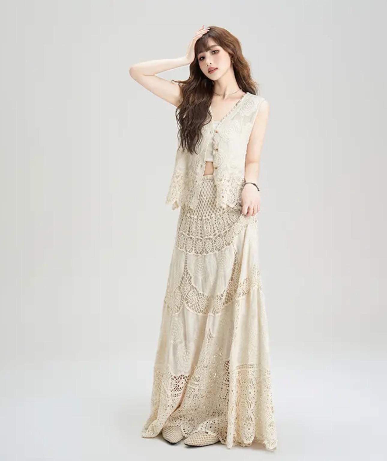 波西米亚民族风镂空度假风针织半身裙温柔氛围感显瘦时尚感