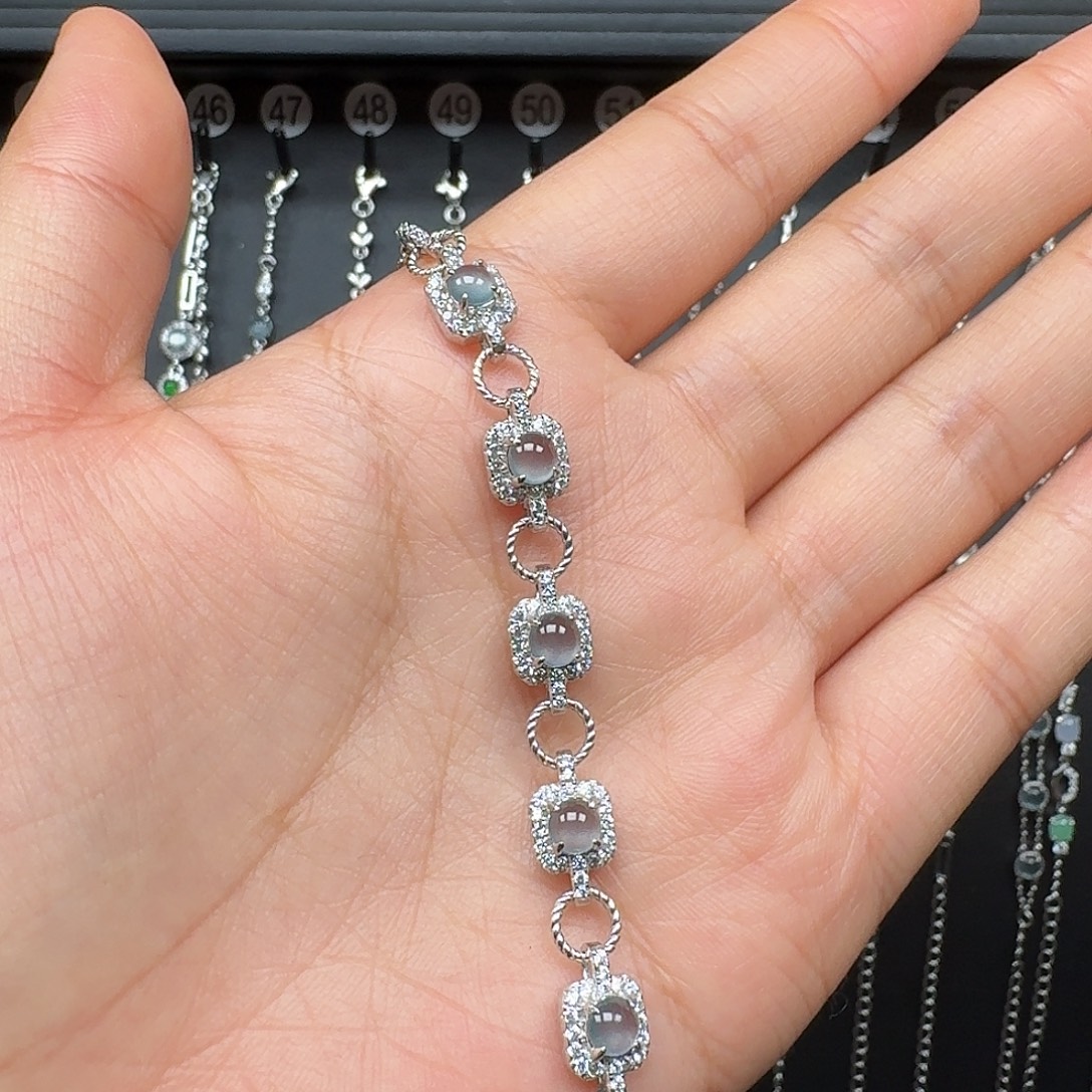 翡翠银S925镶嵌手链