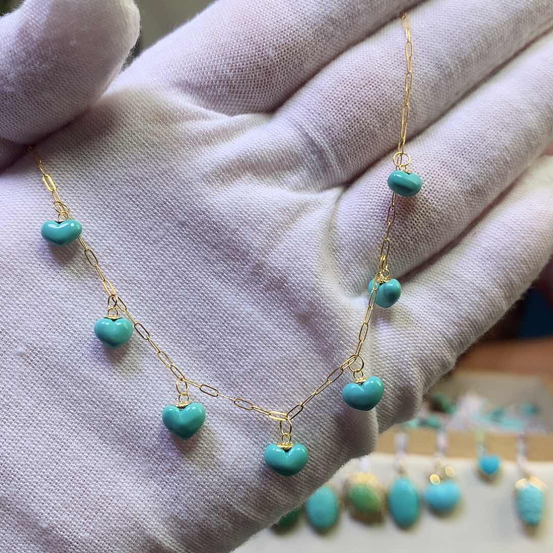 绿松石项链18K金镶嵌