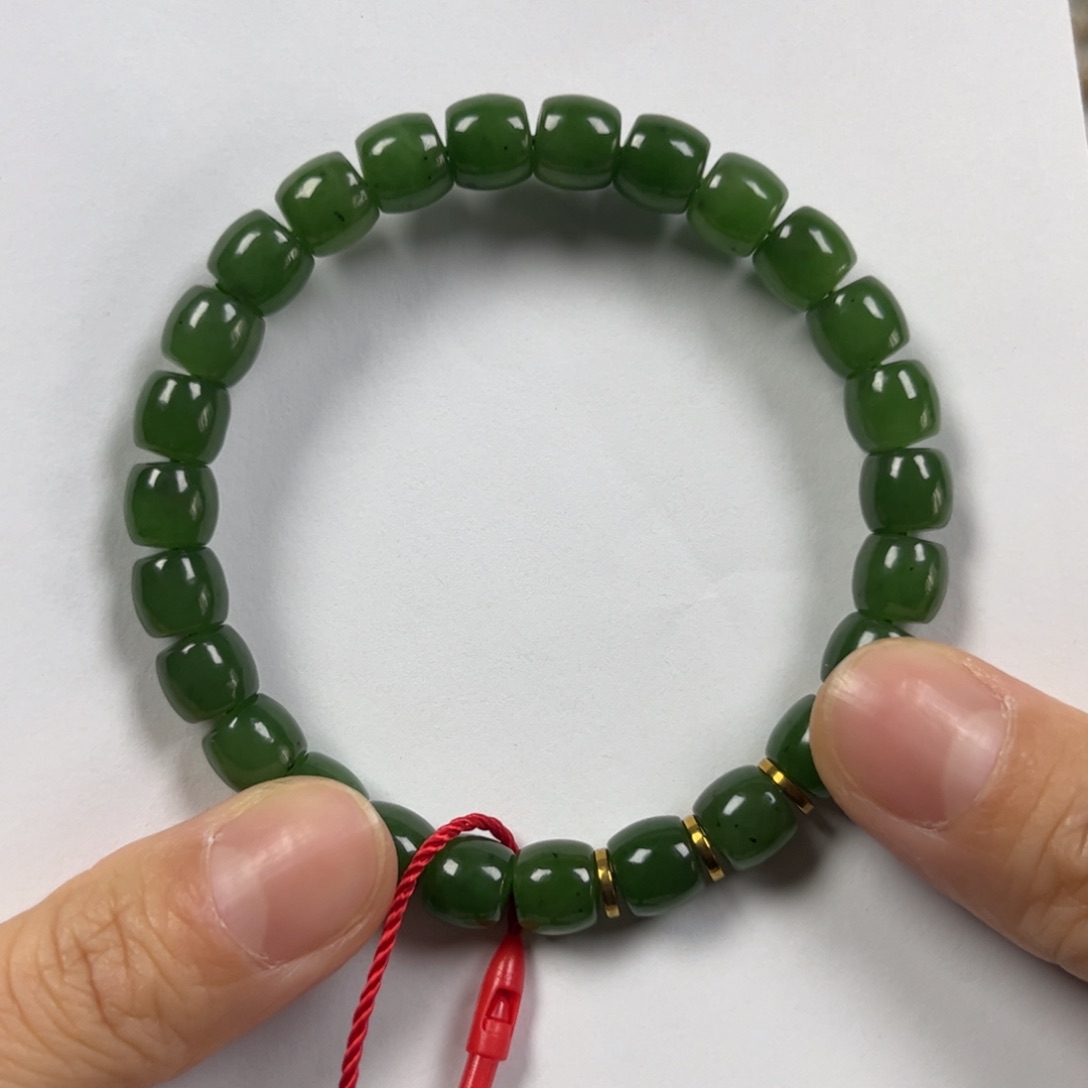 和田玉手链未镶嵌卡8直切珠宝级