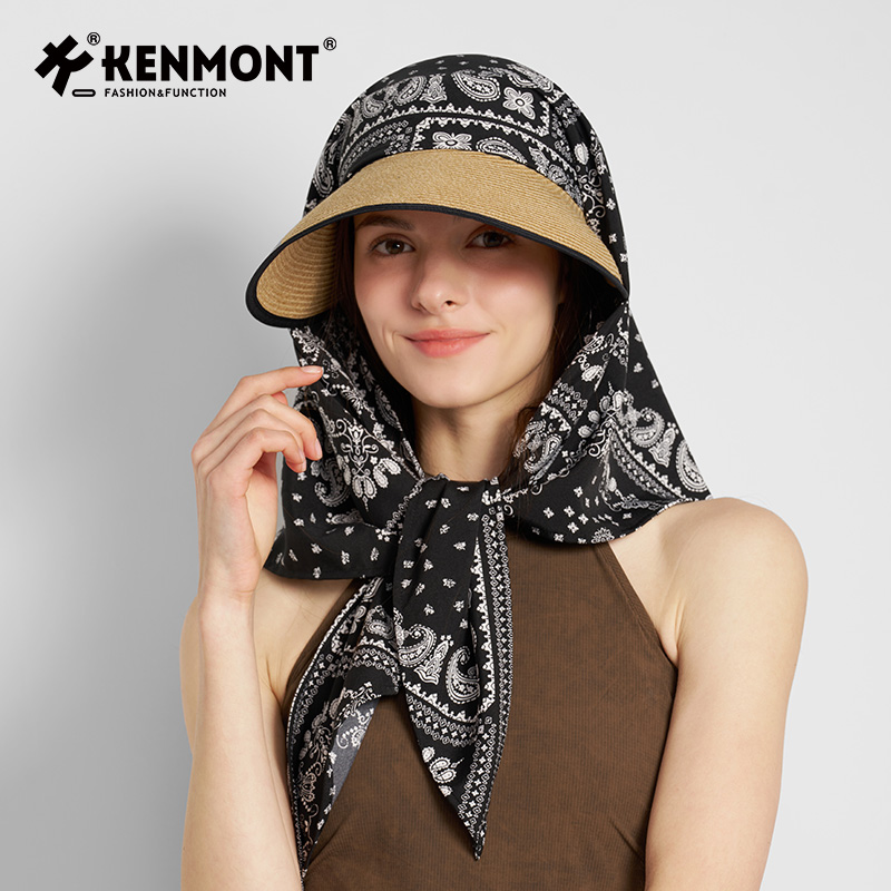 2025新款造型头巾帽春夏户外时尚百搭防晒草帽沙滩遮阳空顶帽
