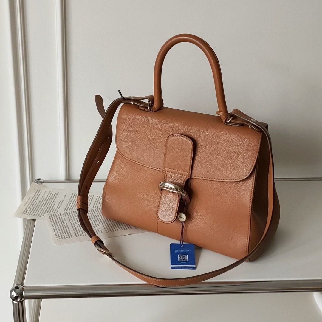 95新 Delvaux/德尔沃 Azul-焦糖色牛皮brilliant 中号斜挎包40812