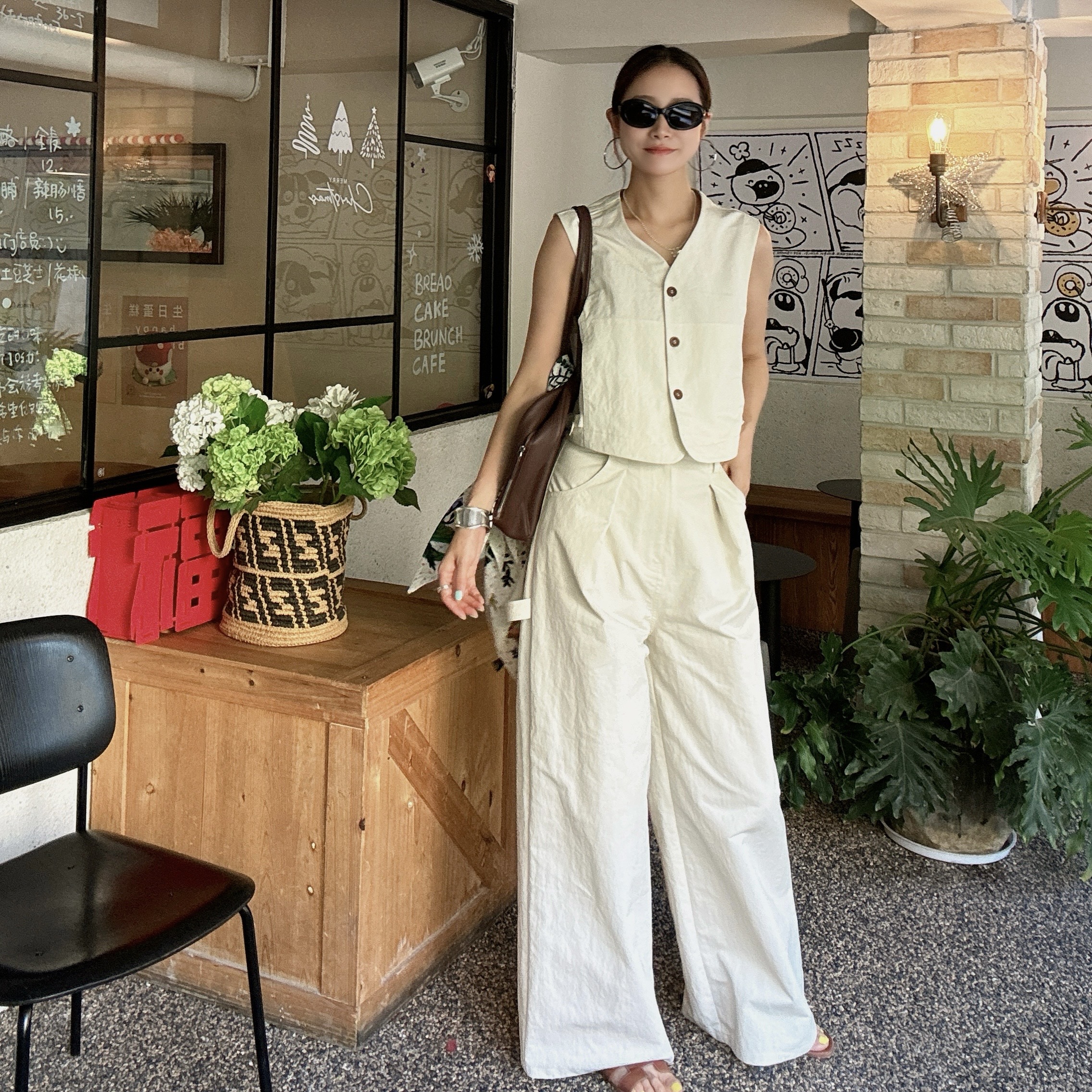 【丽姐女装】宽褶法工裤｜微工装随性松弛气质显瘦阔腿裤K51085