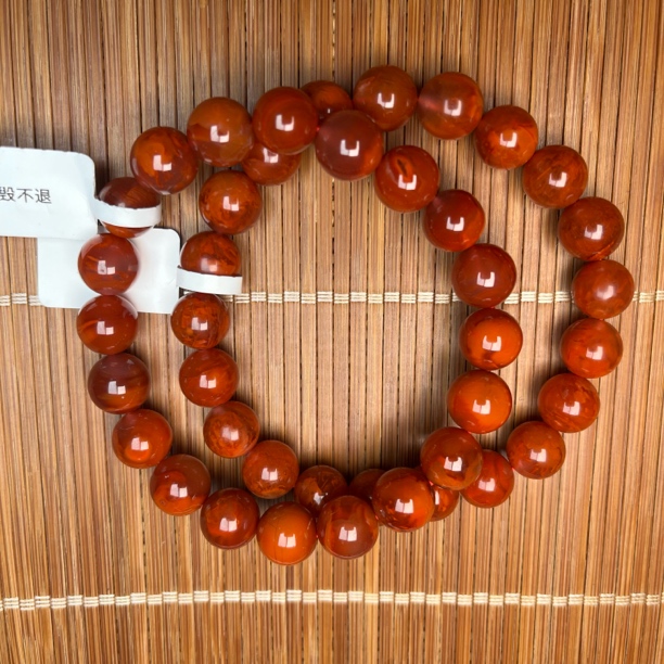 瓦西南红妖火焰玫瑰柿子红圆珠手串10mm多样性发一