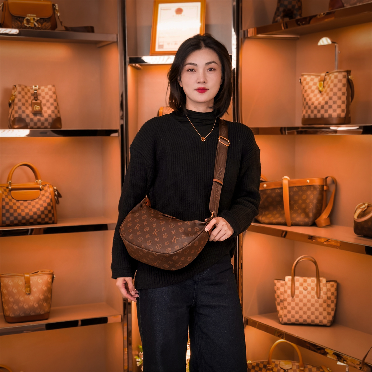 2025新款经典轻奢印花气质洋气百搭单肩斜挎包