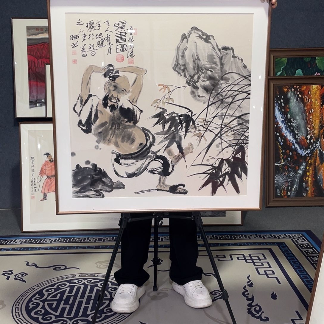 国画手绘画作品带框