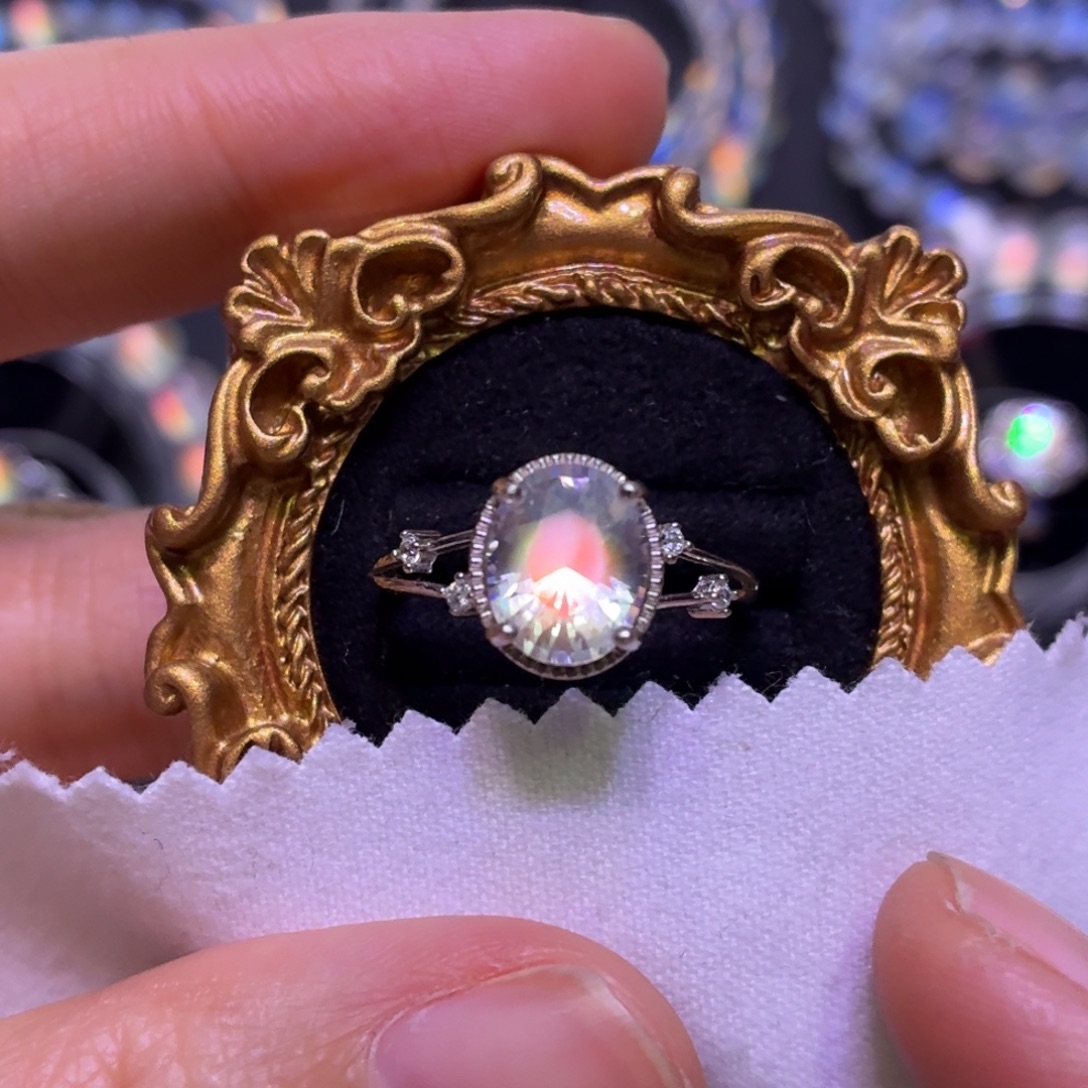 戒指月光石银S925镶嵌马岛戒指