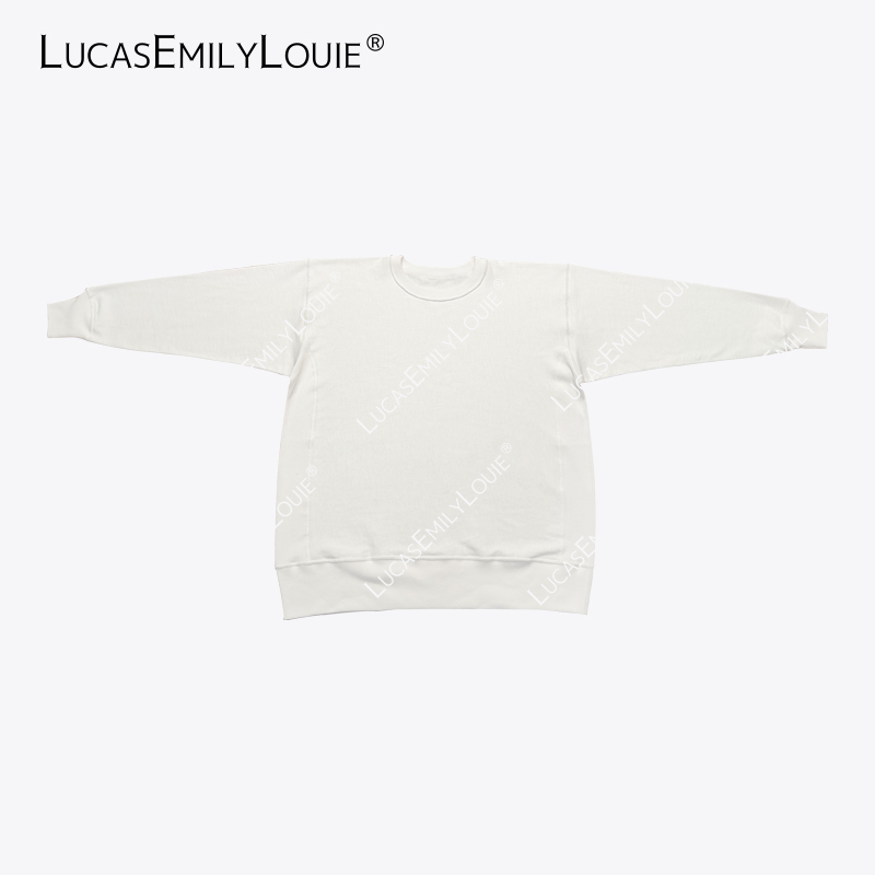 LUCASEMILYLOUIE欢姐0220简约休闲纯色宽松圆领套头T卫衣2510553
