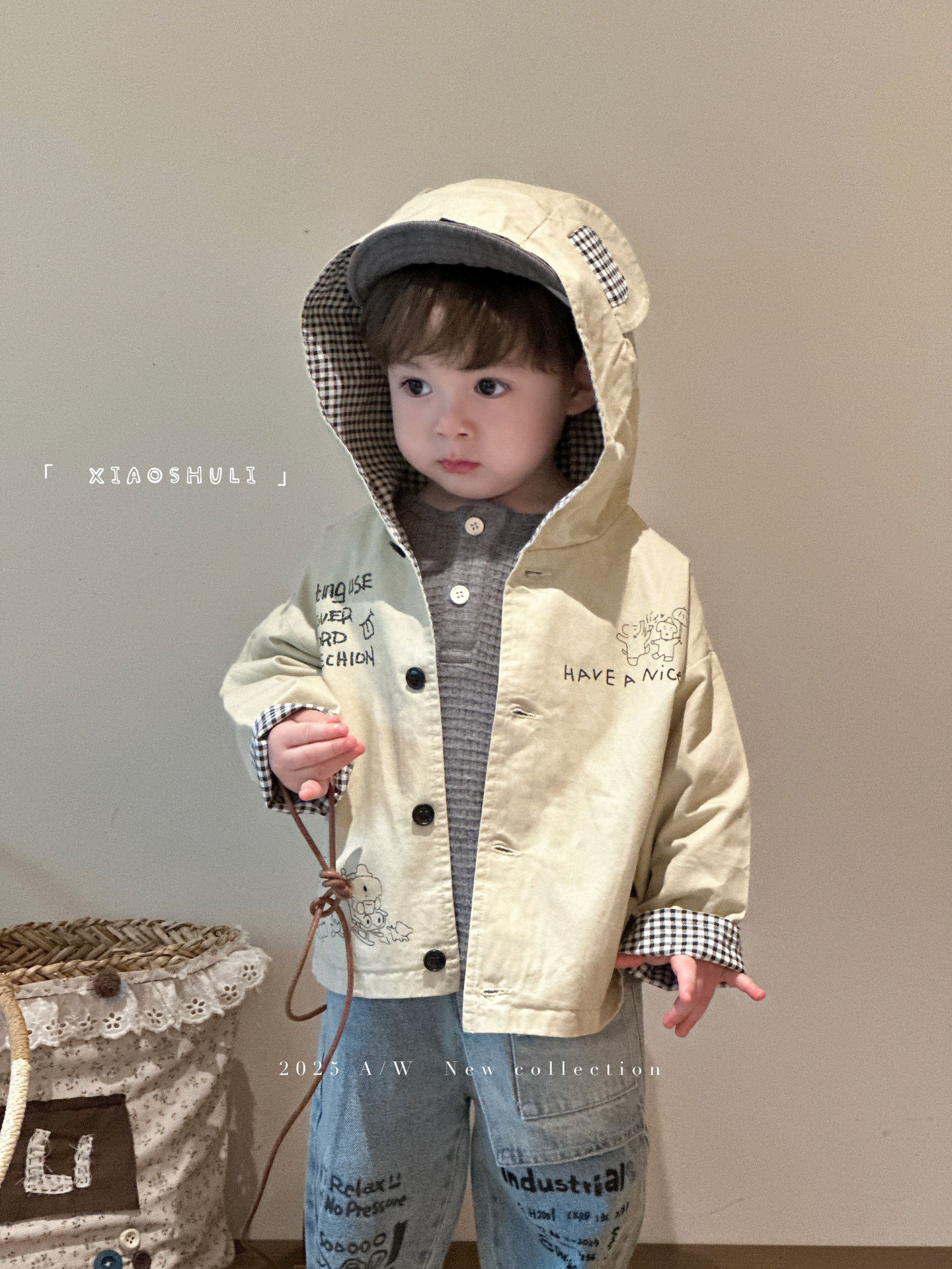 【三木】Sanmu baby双面穿熊耳朵风衣外套