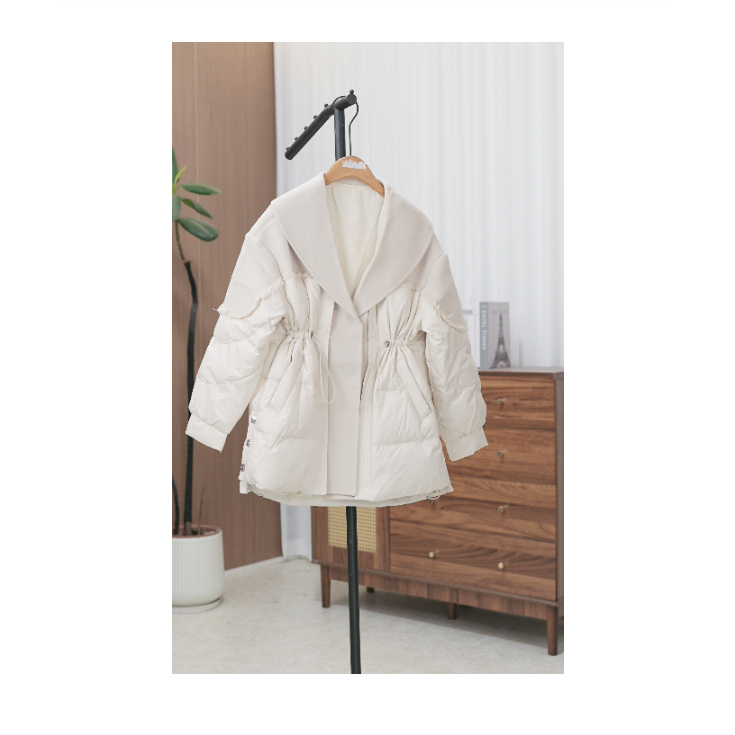 【音】秋冬厚款白色时尚长袖鹅绒羽绒服-88187