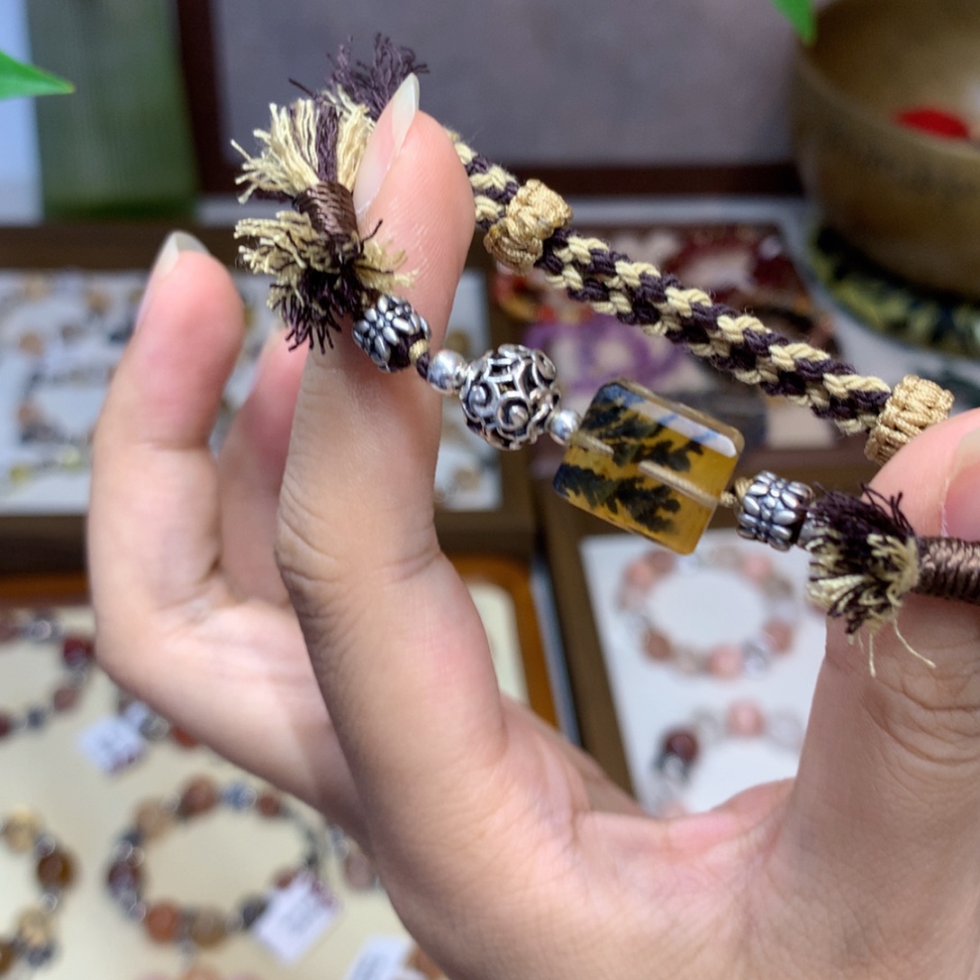 银S925镶嵌烟晶手链