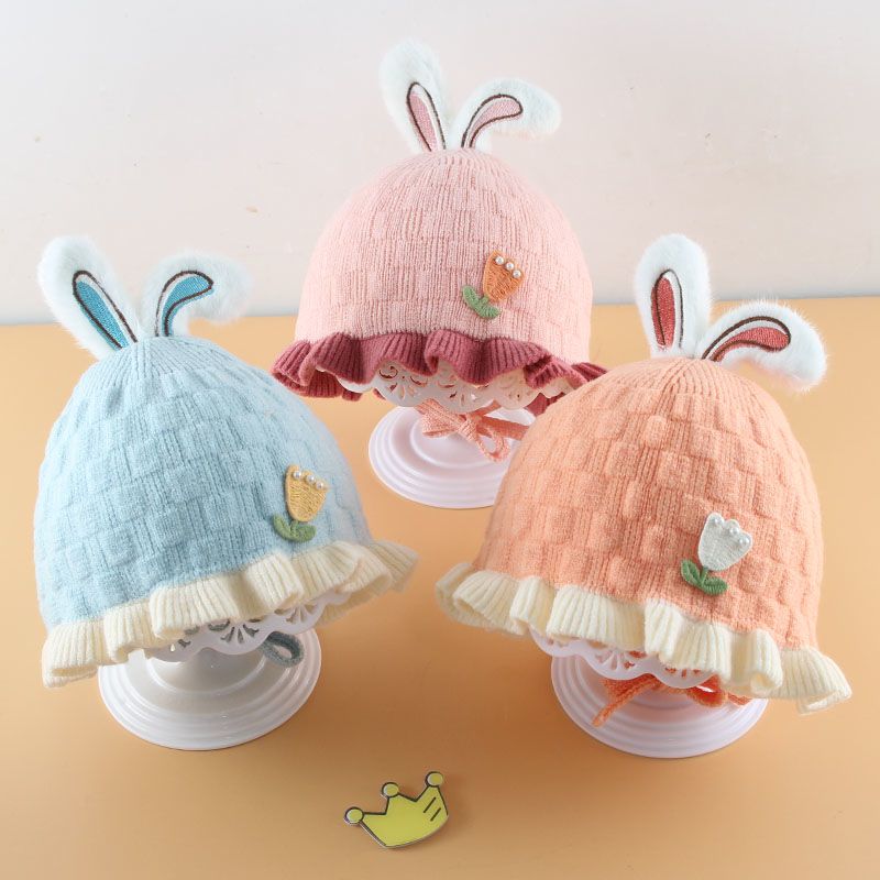 秋冬季婴儿帽子女宝宝毛线帽婴幼儿甜美公主护耳可爱保暖渔夫帽