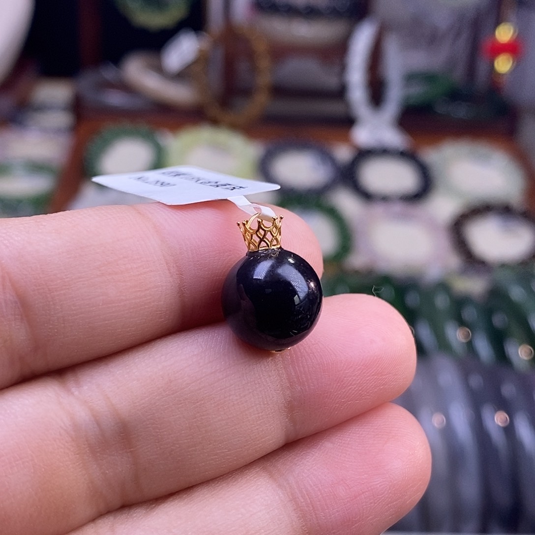 颈饰未镶嵌和田玉烟紫帝王紫冰底老矿料金镶锁骨链12m