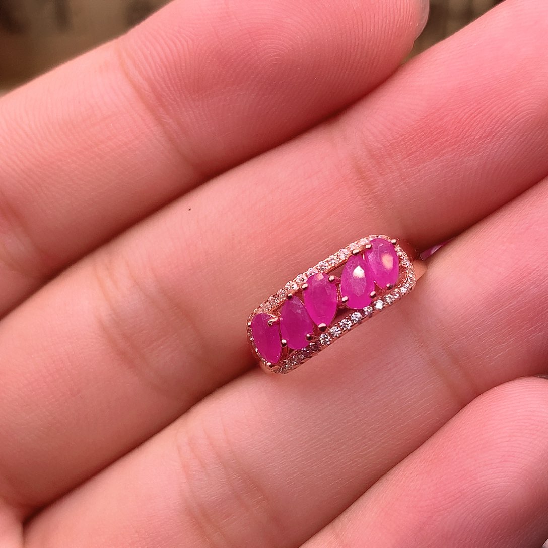 红宝石戒指银S925镶嵌