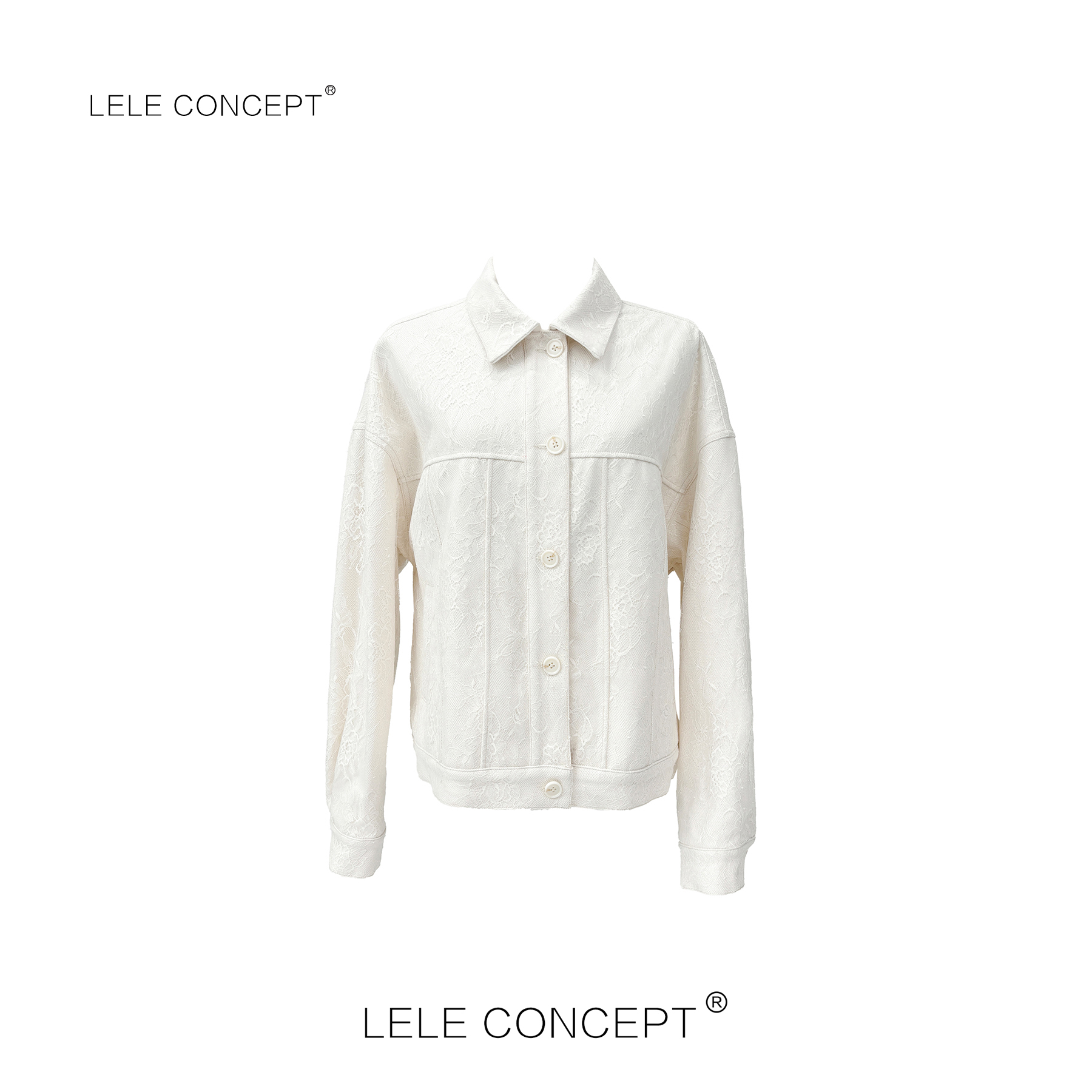 LELE CONCEPT丨时装减龄设计师款拼蕾丝牛仔外套Y0593