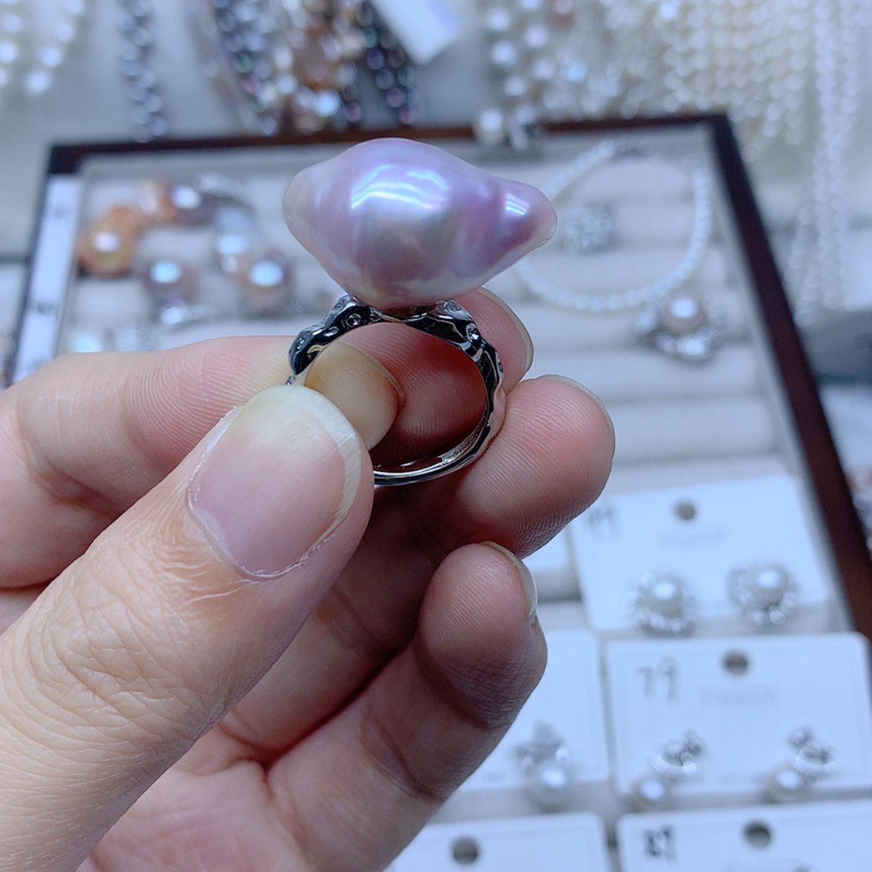 【闪购商品】银S925镶嵌戒指淡水珍珠